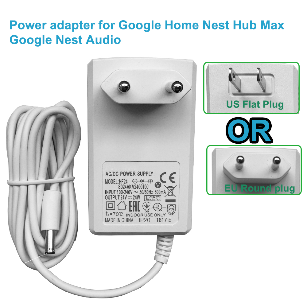 Google Speaker Nest Hub - محول طاقة 24 فولت لجهاز Google