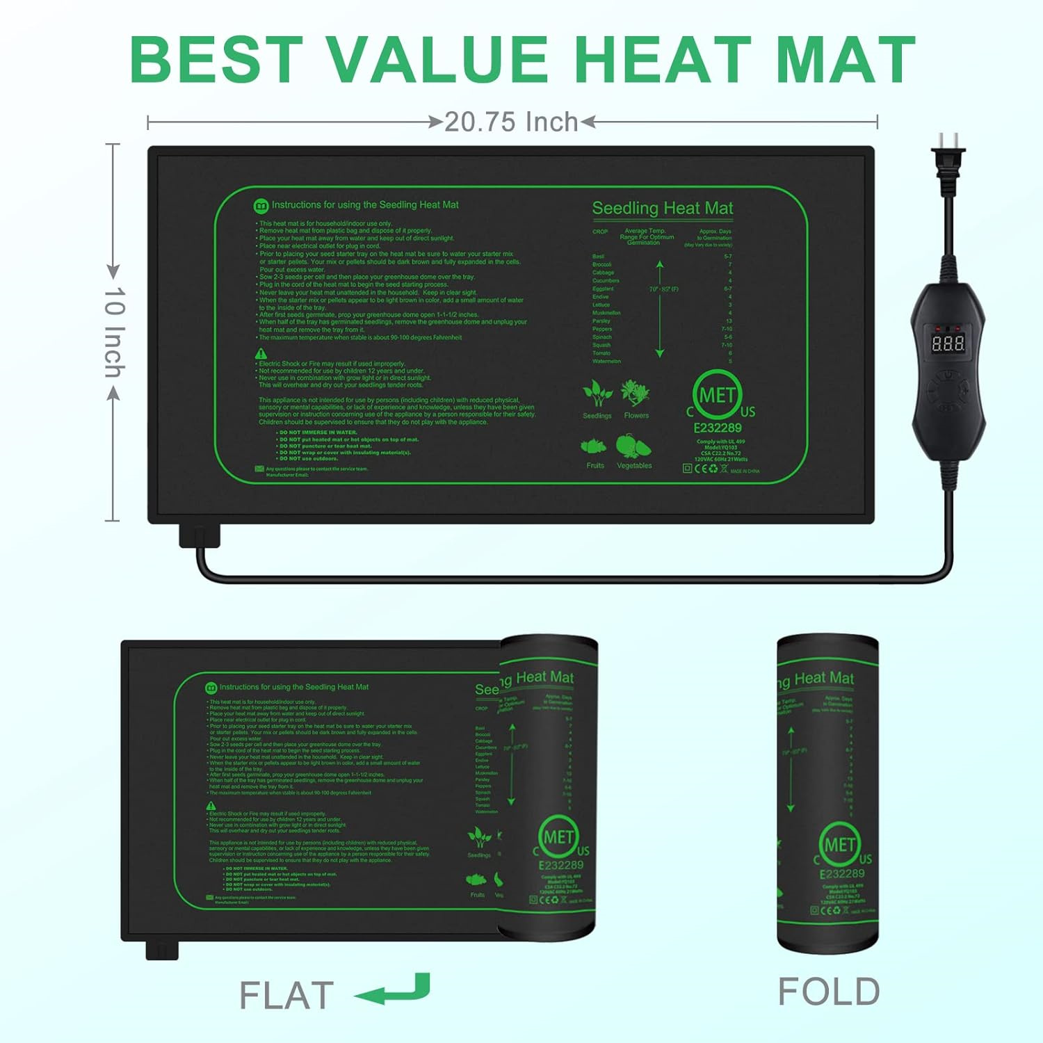 بساط تسخين للشتلات مع ترموستات - مراجعة Heat Mat Seedling وسعره